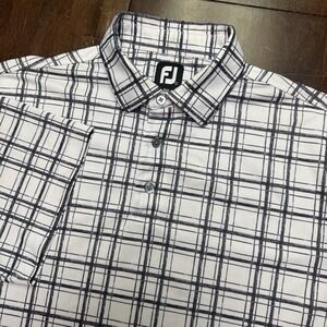 FootJoy Mens Polo Golf Shirt Large Stretch Collar Short Sleeve‎ Spandex White
